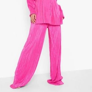 TALL Floor Length Wide Leg Plisse Trouser - size 6 Boohoo *BRAND NEW*